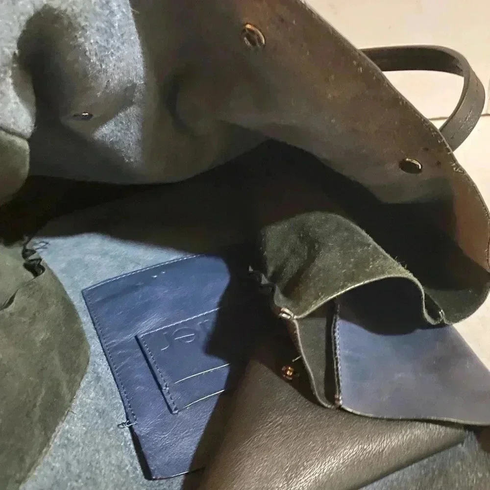 Botkier navy blue black leather satchel handbag